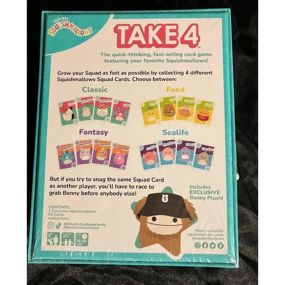 Squishmallows New Sealed Take 4‎ The Quick Thinking Fast Acting Card Game 8+